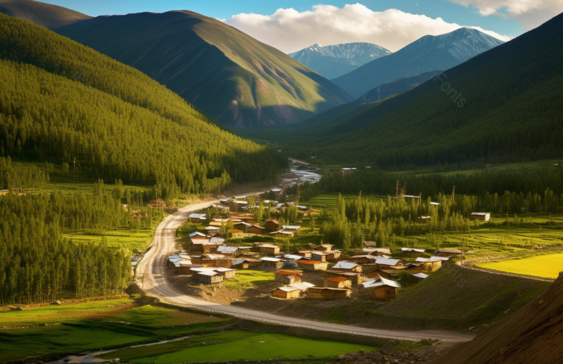 金秋时分坐落在大山深处的小村落,高清,摄影图,摄影图片,图片大全,摄影图免费下载